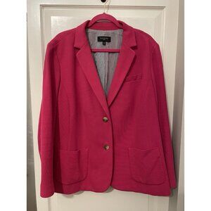 Talbots 18W Bright Pink Blazer 100% Cotton, Lined, Preppy, Academia, Career